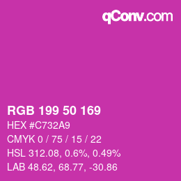 颜色代码: RGB 199 50 169 | qconv.com