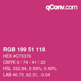 Color code: RGB 199 51 118 | qconv.com