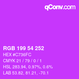 Color code: RGB 199 54 252 | qconv.com