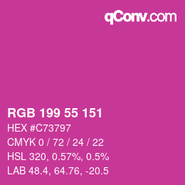 颜色代码: RGB 199 55 151 | qconv.com