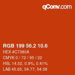 カラーコード: RGB 199 56.2 10.6 | qconv.com