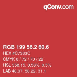 カラーコード: RGB 199 56.2 60.6 | qconv.com