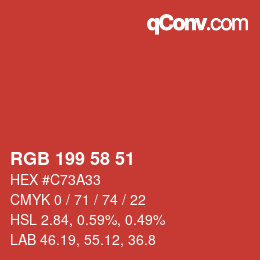 Color code: RGB 199 58 51 | qconv.com