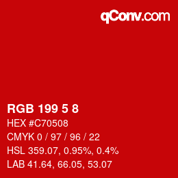 カラーコード: RGB 199 5 8 | qconv.com