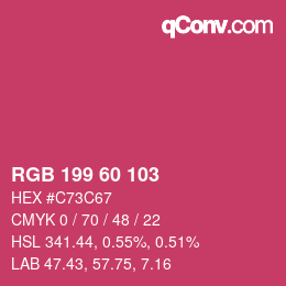 カラーコード: RGB 199 60 103 | qconv.com