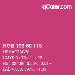 カラーコード: RGB 199 60 118 | qconv.com