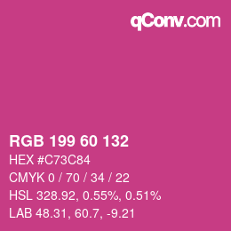 颜色代码: RGB 199 60 132 | qconv.com