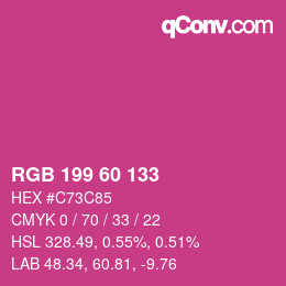 颜色代码: RGB 199 60 133 | qconv.com