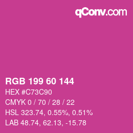 カラーコード: RGB 199 60 144 | qconv.com