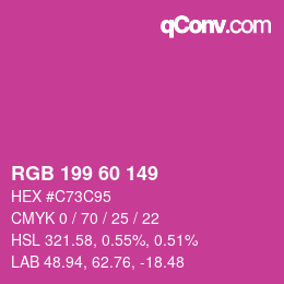 カラーコード: RGB 199 60 149 | qconv.com