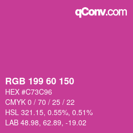 Color code: RGB 199 60 150 | qconv.com