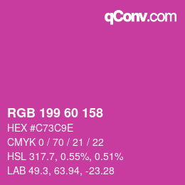 カラーコード: RGB 199 60 158 | qconv.com