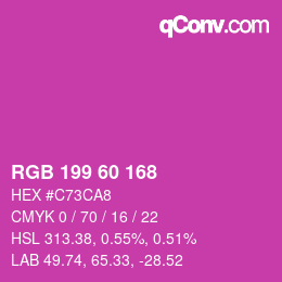 カラーコード: RGB 199 60 168 | qconv.com