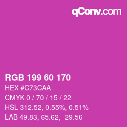 颜色代码: RGB 199 60 170 | qconv.com