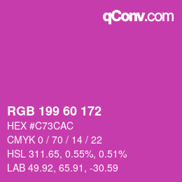 颜色代码: RGB 199 60 172 | qconv.com