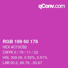 カラーコード: RGB 199 60 178 | qconv.com