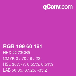 カラーコード: RGB 199 60 181 | qconv.com