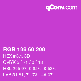 カラーコード: RGB 199 60 209 | qconv.com