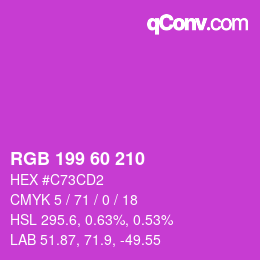 颜色代码: RGB 199 60 210 | qconv.com