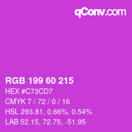 カラーコード: RGB 199 60 215 | qconv.com