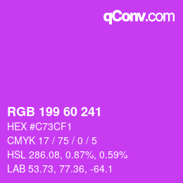 颜色代码: RGB 199 60 241 | qconv.com