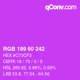 颜色代码: RGB 199 60 242 | qconv.com