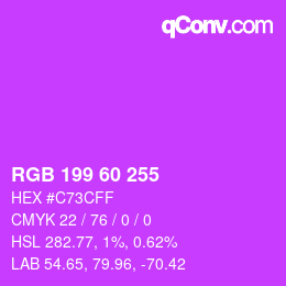 カラーコード: RGB 199 60 255 | qconv.com