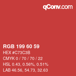 Color code: RGB 199 60 59 | qconv.com