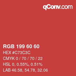 カラーコード: RGB 199 60 60 | qconv.com