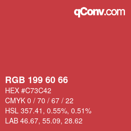 カラーコード: RGB 199 60 66 | qconv.com