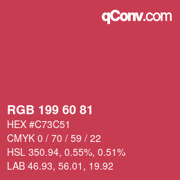 颜色代码: RGB 199 60 81 | qconv.com