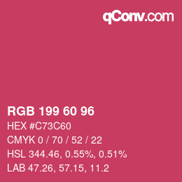 颜色代码: RGB 199 60 96 | qconv.com