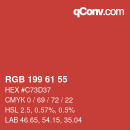 Color code: RGB 199 61 55 | qconv.com