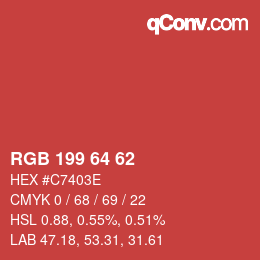 颜色代码: RGB 199 64 62 | qconv.com