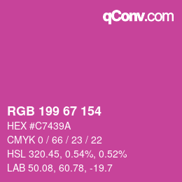 カラーコード: RGB 199 67 154 | qconv.com