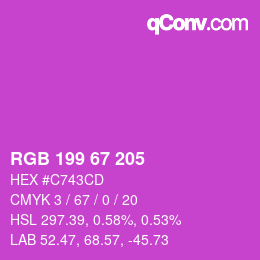 カラーコード: RGB 199 67 205 | qconv.com
