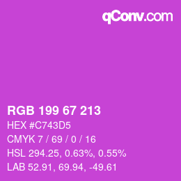 カラーコード: RGB 199 67 213 | qconv.com