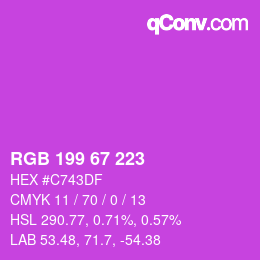 颜色代码: RGB 199 67 223 | qconv.com