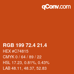 カラーコード: RGB 199 72.4 21.4 | qconv.com