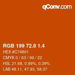 カラーコード: RGB 199 72.8 1.4 | qconv.com