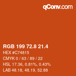 カラーコード: RGB 199 72.8 21.4 | qconv.com