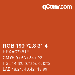 カラーコード: RGB 199 72.8 31.4 | qconv.com