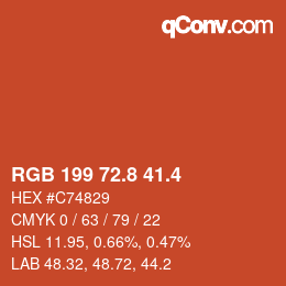 カラーコード: RGB 199 72.8 41.4 | qconv.com