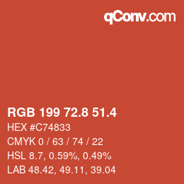 カラーコード: RGB 199 72.8 51.4 | qconv.com