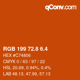 カラーコード: RGB 199 72.8 6.4 | qconv.com