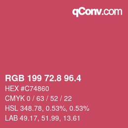 カラーコード: RGB 199 72.8 96.4 | qconv.com