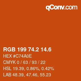 カラーコード: RGB 199 74.2 14.6 | qconv.com