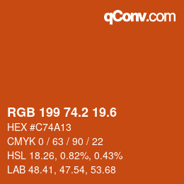 カラーコード: RGB 199 74.2 19.6 | qconv.com