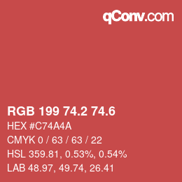 カラーコード: RGB 199 74.2 74.6 | qconv.com