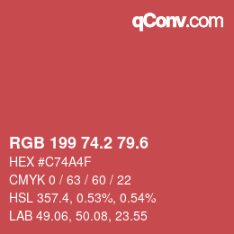 カラーコード: RGB 199 74.2 79.6 | qconv.com